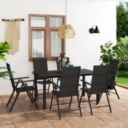 Ensemble de salle à manger de jardin 7 pcs Noir