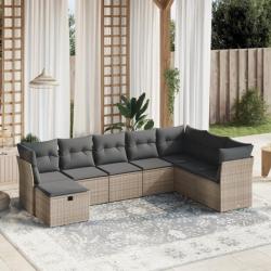 Salon de jardin 8 pcs avec coussins gris résine tressée