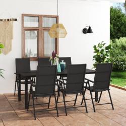 Ensemble de salle à manger de jardin 7 pcs Noir