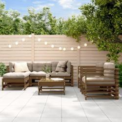 Salon de jardin 7 pcs Marron miel Bois de pin massif