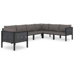 Salon de jardin 7 pcs avec coussins Résine tressée Anthracite