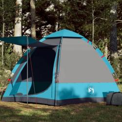 Tente de camping cabine 4 personnes bleu libération rapide