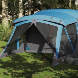 Tente de camping avec porche 4 personnes bleu imperméable