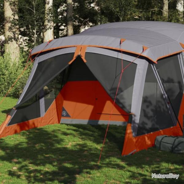 Tente de camping avec porche 4 personnes orange impermable