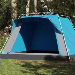 Tente de camping cabine 4 personnes bleu libération rapide