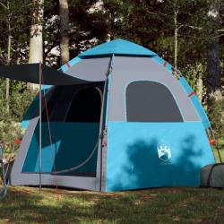 Tente de camping cabine 4 personnes bleu libération rapide