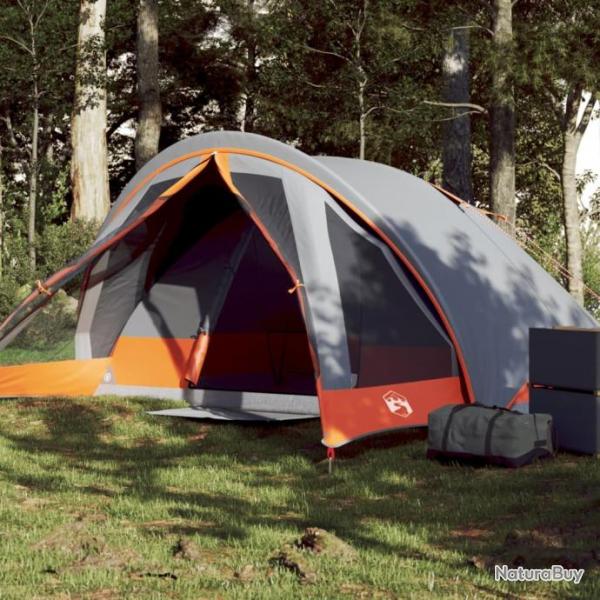 Tente de camping de cabine 4 personnes gris orange impermable