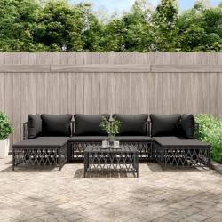 Salon de jardin 7 pcs avec coussins anthracite acier