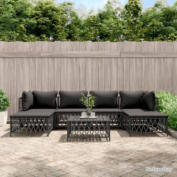 Salon de jardin 7 pcs avec coussins anthracite acier