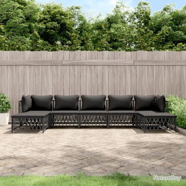 Salon de jardin 7 pcs avec coussins anthracite acier