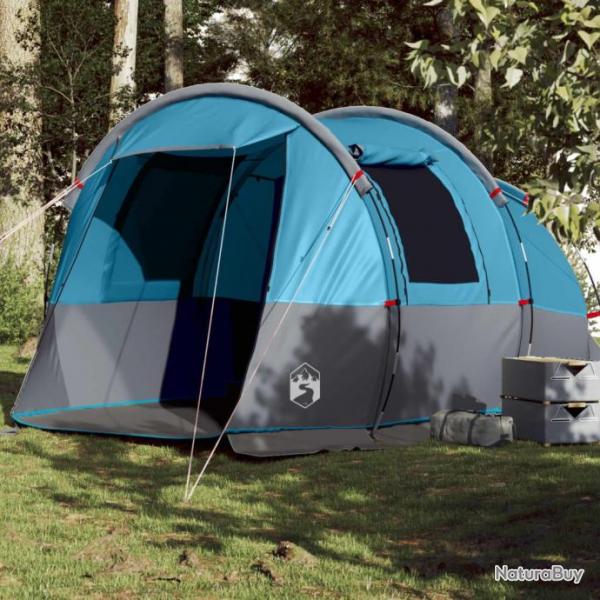 Tente de camping tunnel 4 personnes bleu impermable