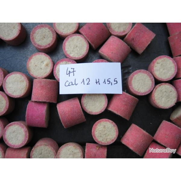 47  Bourres  feutre  rose  cal  12  hauteur  15,5 mm