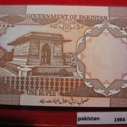 pakistan  billet de 1 rupee 1986 neuf