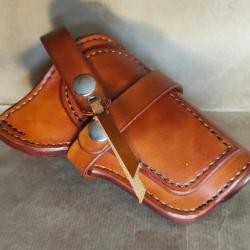 Holster / Etuis Cuir Doublé Remington 1858 the Ace ou Modèle ayant les mêmes côtes, Marron marbré