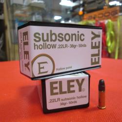 100 cartouches 22LR SUBSONIC HOLLOW de ELEY en  38 gr