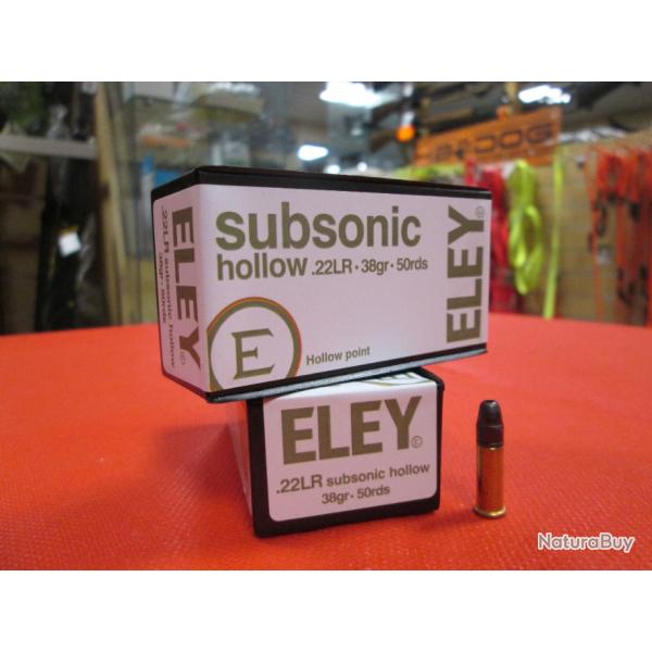 100 cartouches 22LR SUBSONIC HOLLOW de ELEY en  38 gr