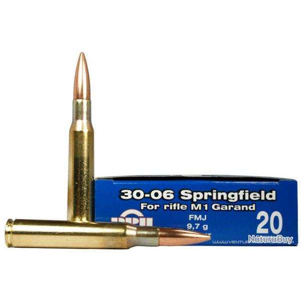 Cartouches PPU Calibre 30-06 SPRINGFIELD SPECIAL GARAND FMJ 150grs - Boite de 20 units