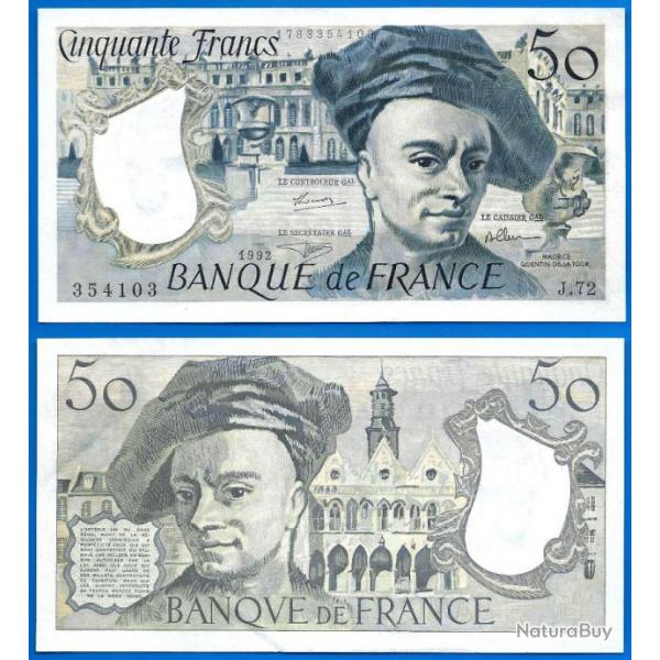 France 50 Francs 1992 Billet Quentin De La Tour Franc Frc Frcs Frs