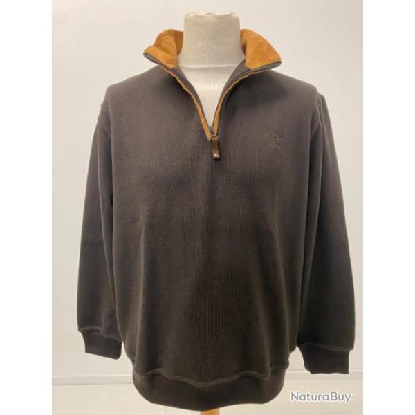 Sweat col zipp chocolat - LOVERGREEN