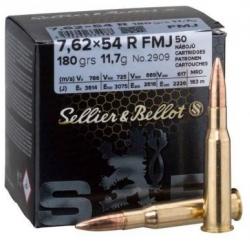 Munitions SELLIER&BELLOT cal.7,62x54r fmj 11.7g 180gr vrac 150