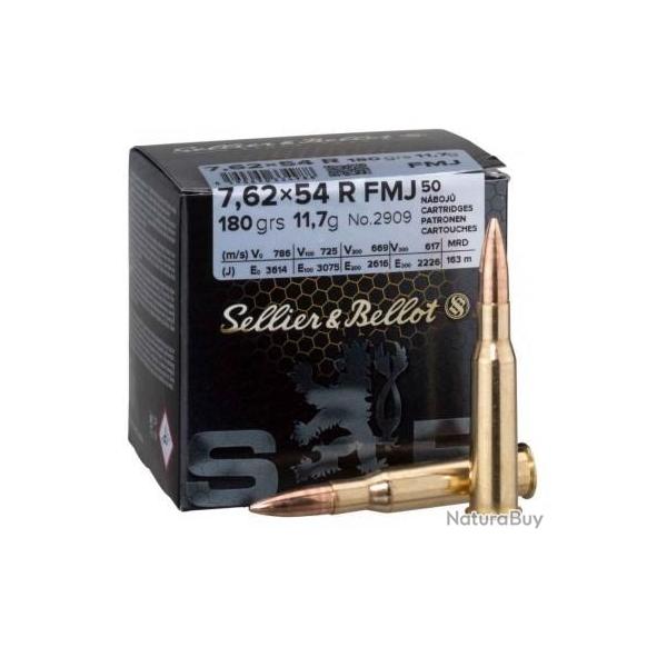 Munitions SELLIER&BELLOT cal.7,62x54r fmj 11.7g 180gr vrac 150