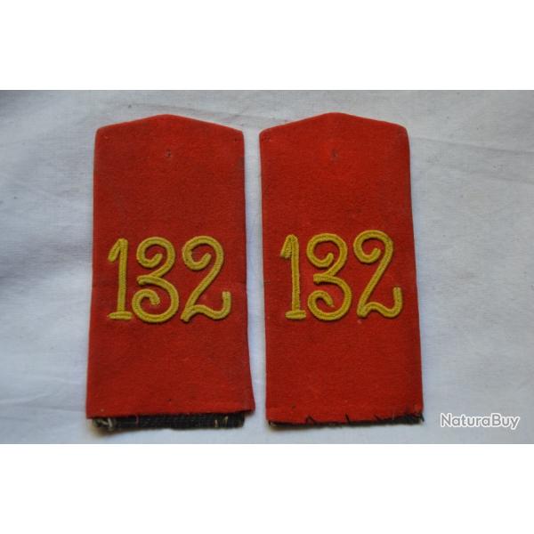 PATTES D'EPAULE ALLEMANDES 14/18-GERMAN SHOULDER BOARDS 132 INFRANTRY REGIMENT-GUERRE 1914/1918