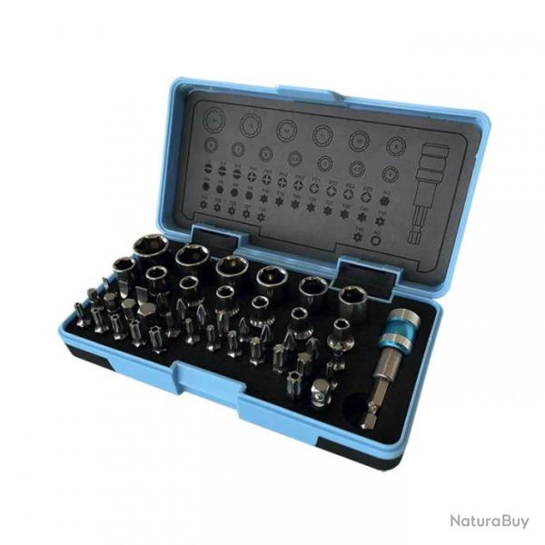 Coffret douilles 1/4" avec embouts inox Leman 45 pices