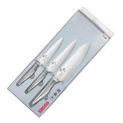 Coffret 3 couteaux "Shoso" office/universel/Santoku [Kai]