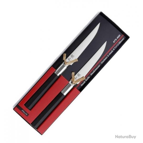 Coffret 2 couteaux steak "Wasabi Black" 12 cm [Kai]