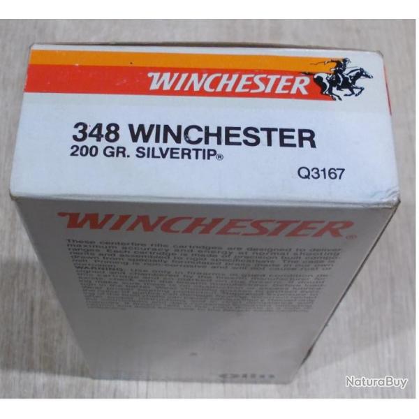 Boite de 20 munitions cal.348 WINCHESTER 200GR SILVERTIP