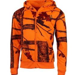 Sweat capuche zippé camo orange