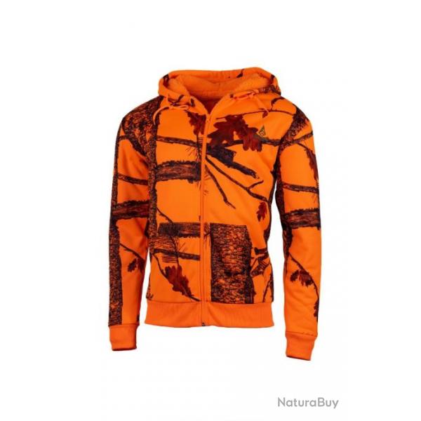 Sweat capuche zipp camo orange