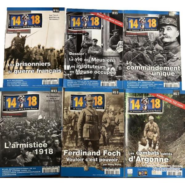 Lot de 4 revues 14-18 Le magazine de la Grande Guerre (43,44,45,46) et un Hors Srie No 7 et No 8