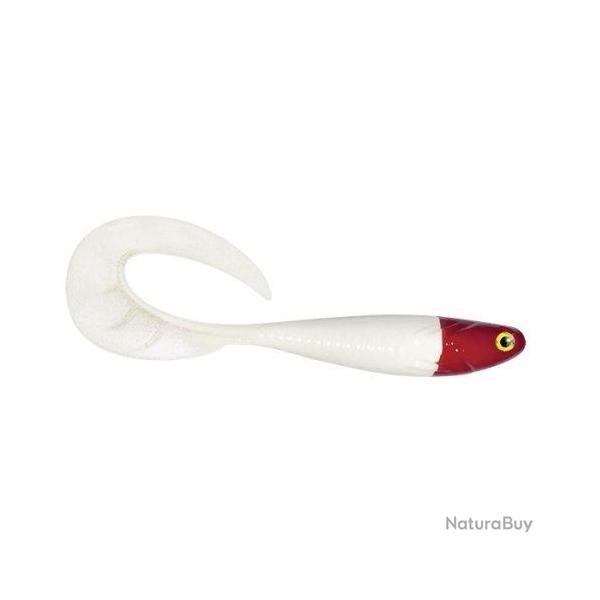 LEURRE SOUPLE GRUB DELALANDE ZAND CURLY 12CM BLANC TETE ROUGE