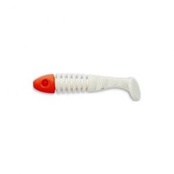 LEURRE SOUPLE Shad DELALANDE SKELETON 8CM BLANC TETE ROUGE