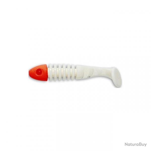 LEURRE SOUPLE Shad DELALANDE SKELETON 8CM BLANC TETE ROUGE