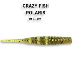 Pochette LEURRE SOUPLE Worm CRAZY FISH POLARIS 2" #1 OLIVE