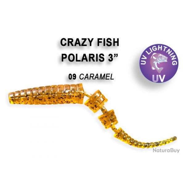 Pochette LEURRE SOUPLE Worm CRAZY FISH POLARIS 3" #9 CARAMEL