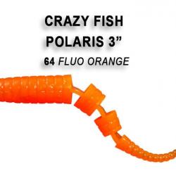 Pochette LEURRE SOUPLE Worm CRAZY FISH POLARIS 3" #64 FLUO ORANGE