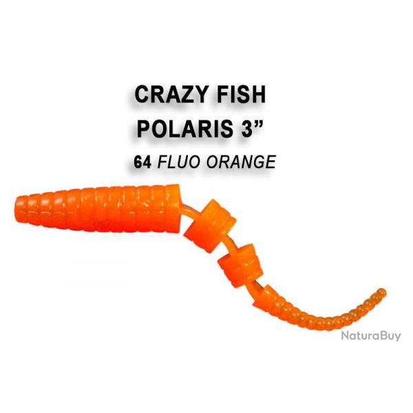 Pochette LEURRE SOUPLE Worm CRAZY FISH POLARIS 3" #64 FLUO ORANGE