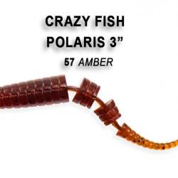 Pochette LEURRE SOUPLE Worm CRAZY FISH POLARIS 3" #57 AMBER