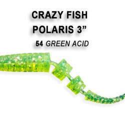 Pochette LEURRE SOUPLE Worm CRAZY FISH POLARIS 3" #54 GREEN ACID