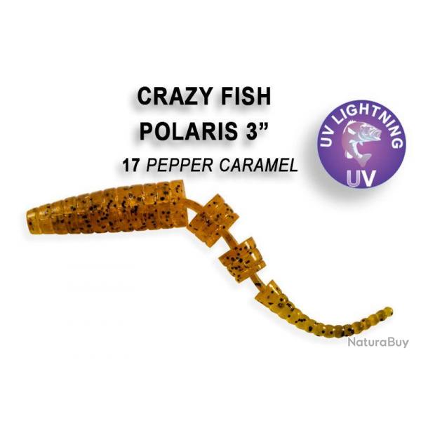 Pochette LEURRE SOUPLE Worm CRAZY FISH POLARIS 3" #17 PEPPER CARAMEL