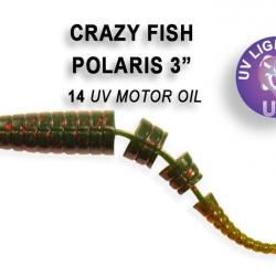 Pochette LEURRE SOUPLE Worm CRAZY FISH POLARIS 3" #14 UV MOTOROIL