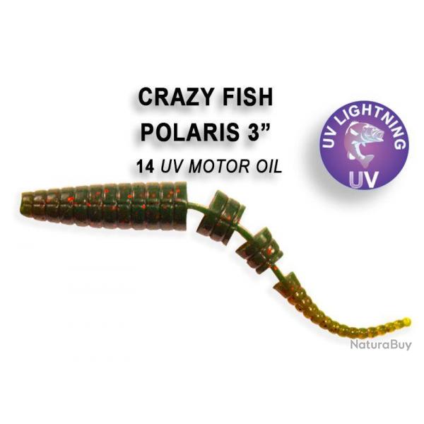 Pochette LEURRE SOUPLE Worm CRAZY FISH POLARIS 3" #14 UV MOTOROIL