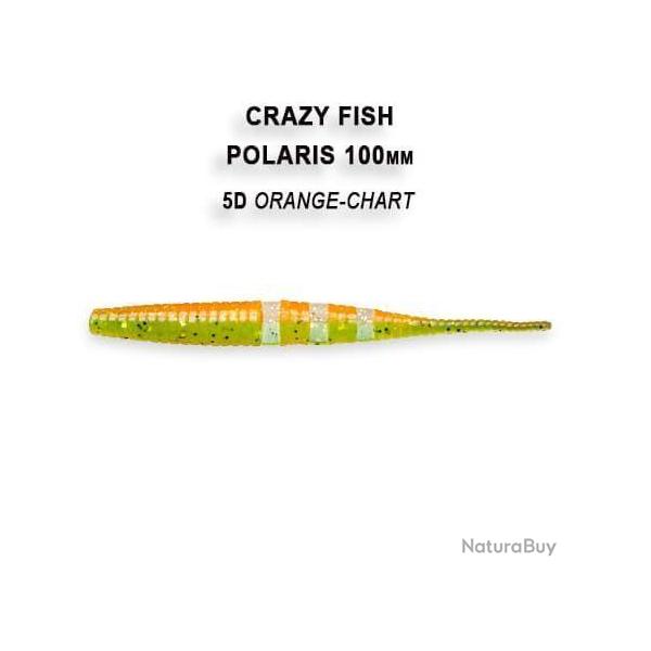 Pochette LEURRE SOUPLE Worm CRAZY FISH POLARIS 4" #5D ORANGE CHART