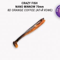 Pochette LEURRE SOUPLE Shad CRAZY FISH NANO MINNOW 2,8" #8D ORANGE COFFEE