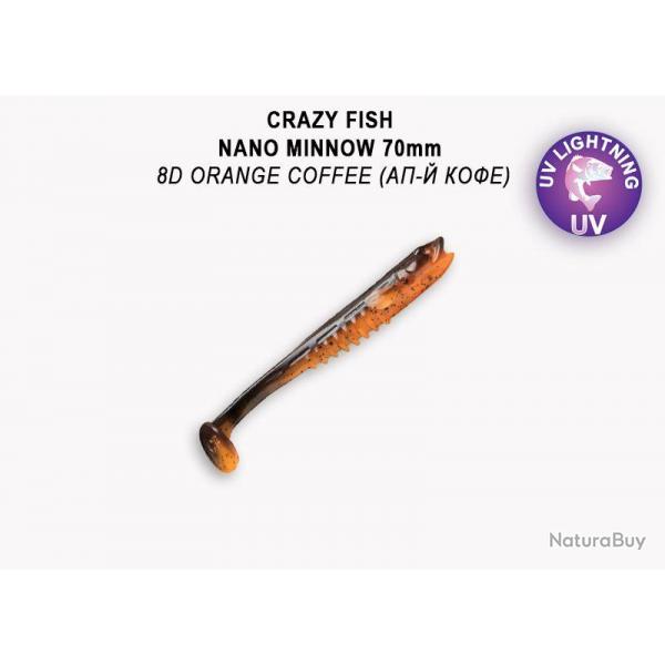 Pochette LEURRE SOUPLE Shad CRAZY FISH NANO MINNOW 2,8" #8D ORANGE COFFEE