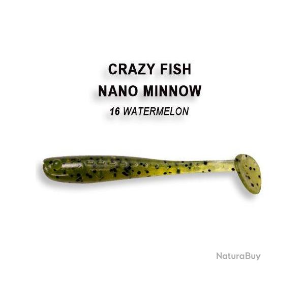 Pochette LEURRE SOUPLE Shad CRAZY FISH NANO MINNOW 1,6" #16 WATERMELON