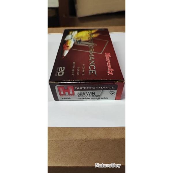 20 MUNITIONS HORNADY 308 WIN 165GR GMX SUPERFORMANCE